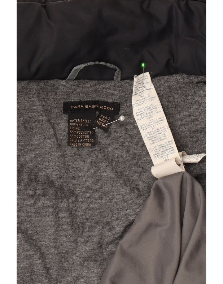 Damski ocieplany płaszcz Zara UK 14, duży, czarny nylon