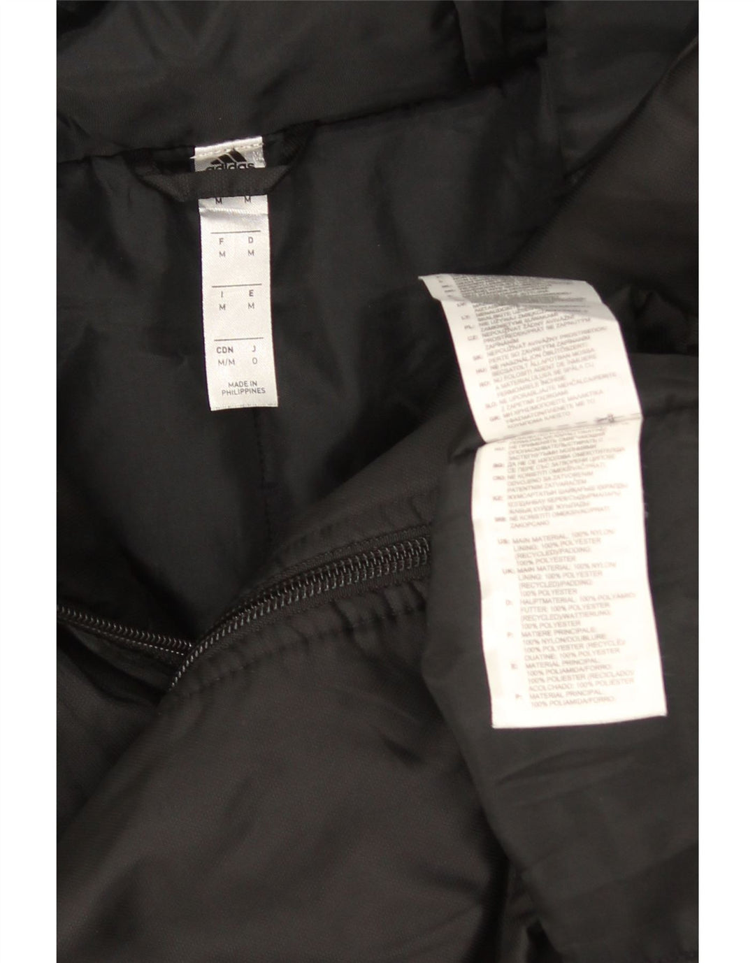 Adidas Męski ocieplany płaszcz z kapturem UK 38 Średni czarny nylon