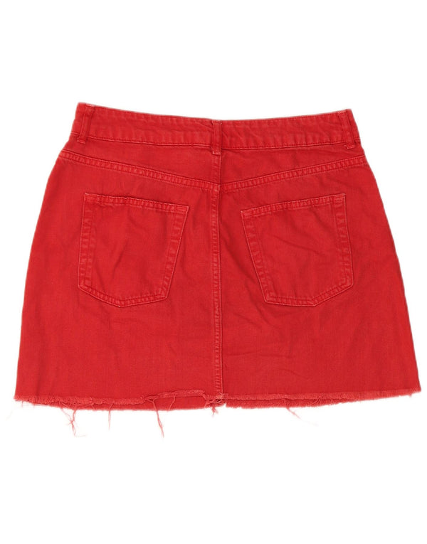 Topshop damska mini spódniczka dżinsowa UK 12 średnia W28 czerwona bawełna