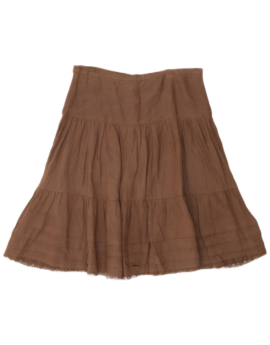 Warstwowa spódnica damska Massimo Dutti W30 Średni brązowy lniany