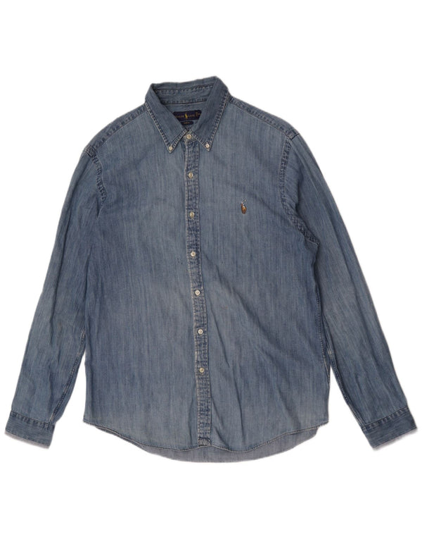 Ralph Lauren Mens Slim Fit Denim Shirt XL Blue Cotton