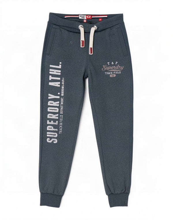 Superdry Mens Graphic Tracksuit Trousers Joggers Medium Grey Cotton