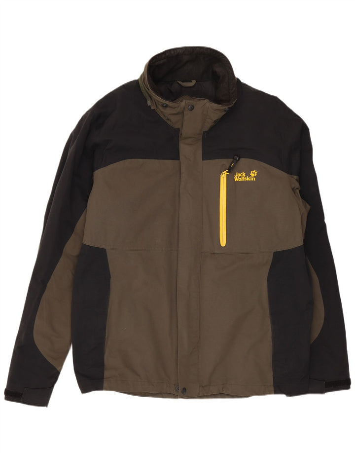 Męska kurtka wiatrówka JACK WOLFSKIN UK 40/42, duża granatowa, z blokami kolorów