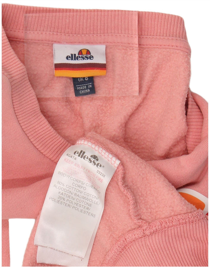 Damski sweter oversize z grafiką ELLESSE UK 8, mały, różowy, bawełniany