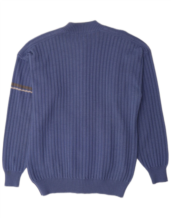 Vintage męski sweter rozpinany, duży niebieski