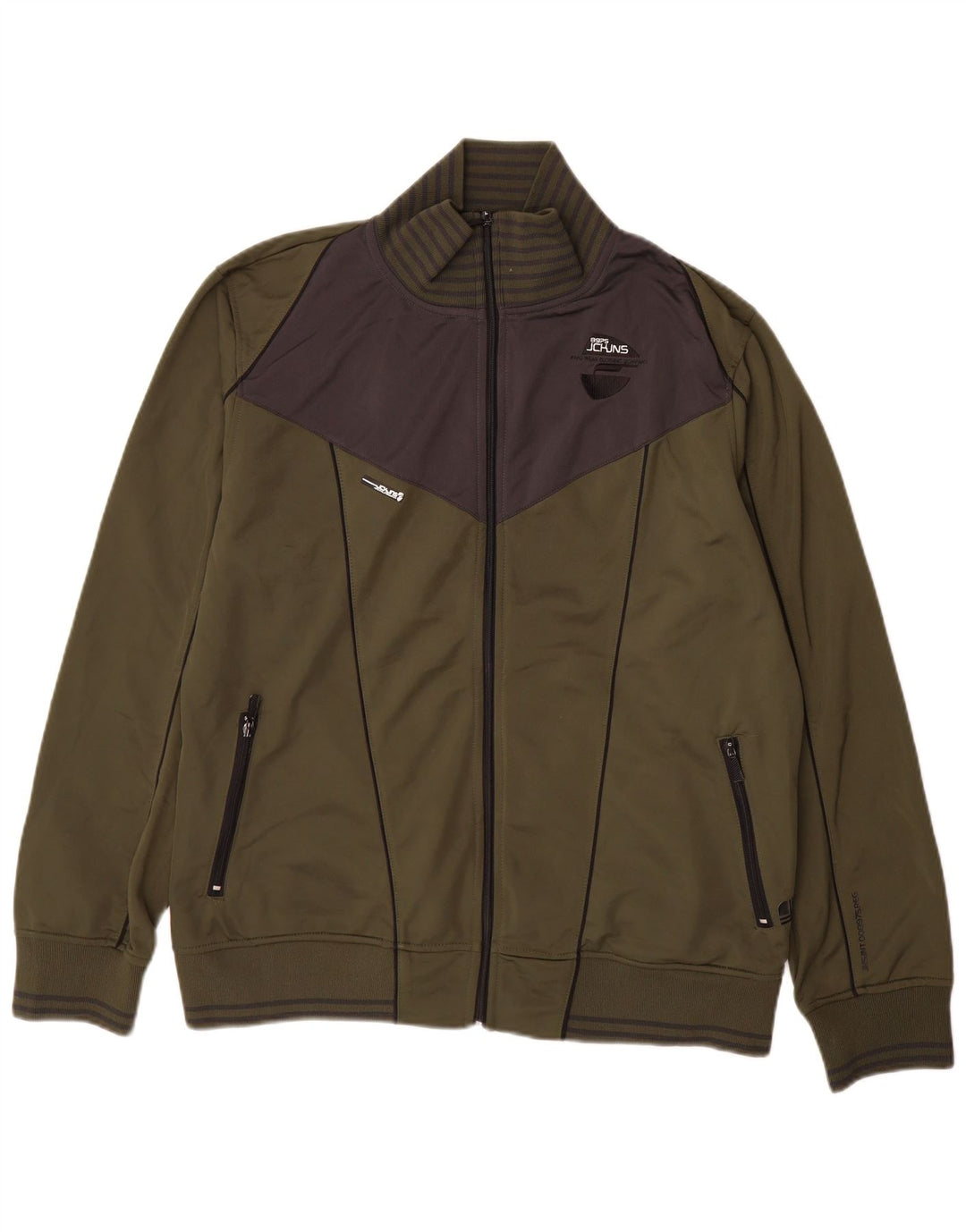 Męska kurtka dresowa Jack & Jones z grafiką, 2XL, blok kolorów khaki