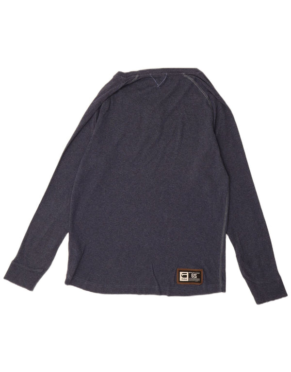 Męski graficzny top G-STAR z długim rękawem, duży, granatowy, bawełniany