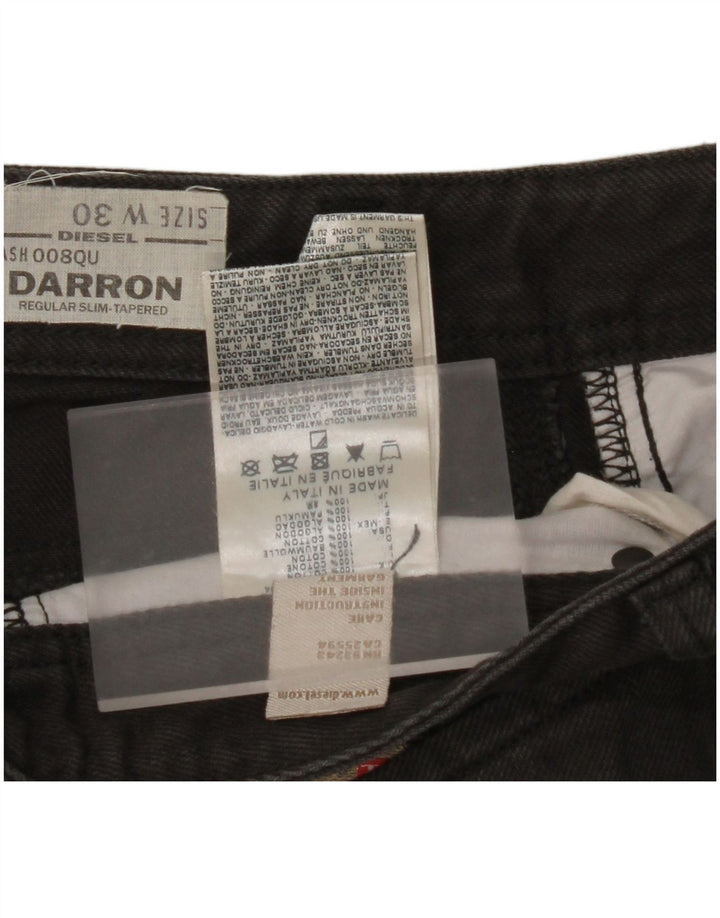 DIESEL Męskie dżinsy Darron Regular Slim Tapered W30 L28 Czarna bawełna