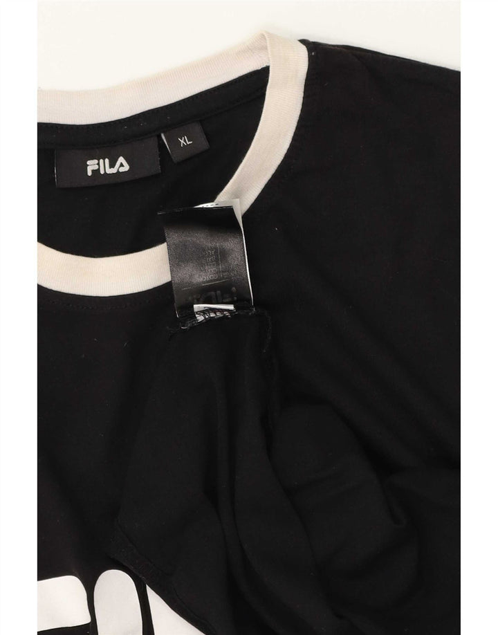 Męska koszulka z grafiką Fila Top XL, czarna, bawełniana