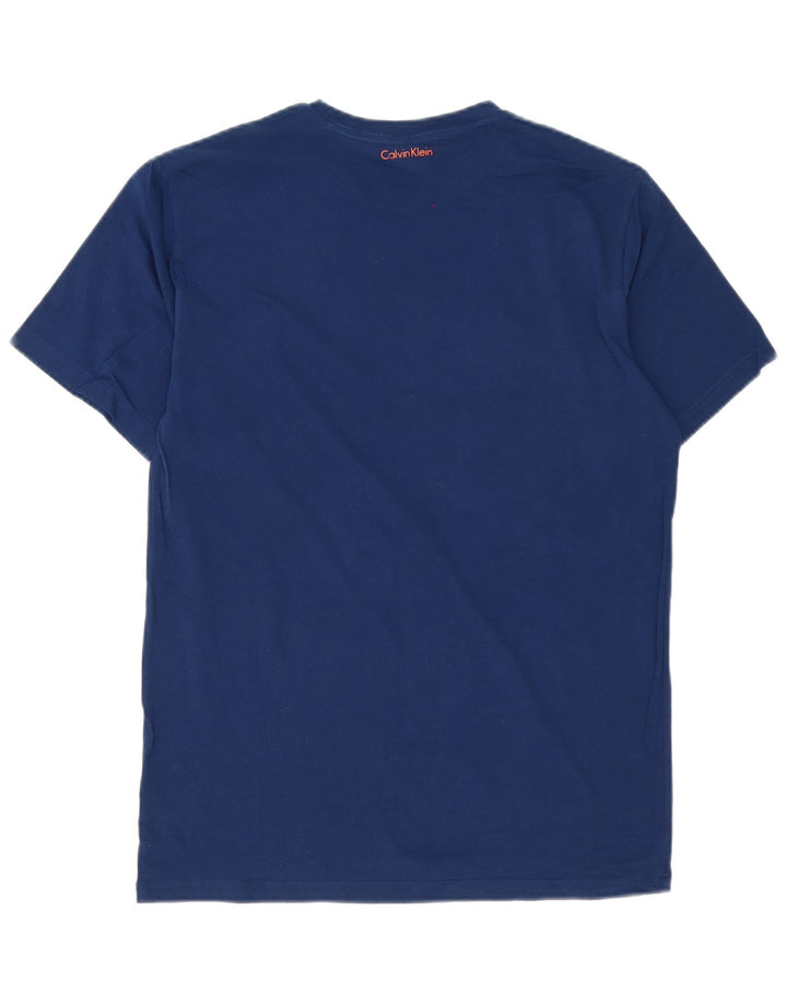 Męski T-shirt z grafiką Calvin Klein, średni niebieski