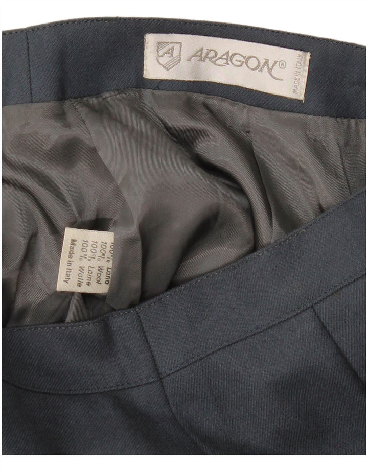 VINTAGE Damska Spódnica Ołówkowa Średnia W28 Granatowa Wełna