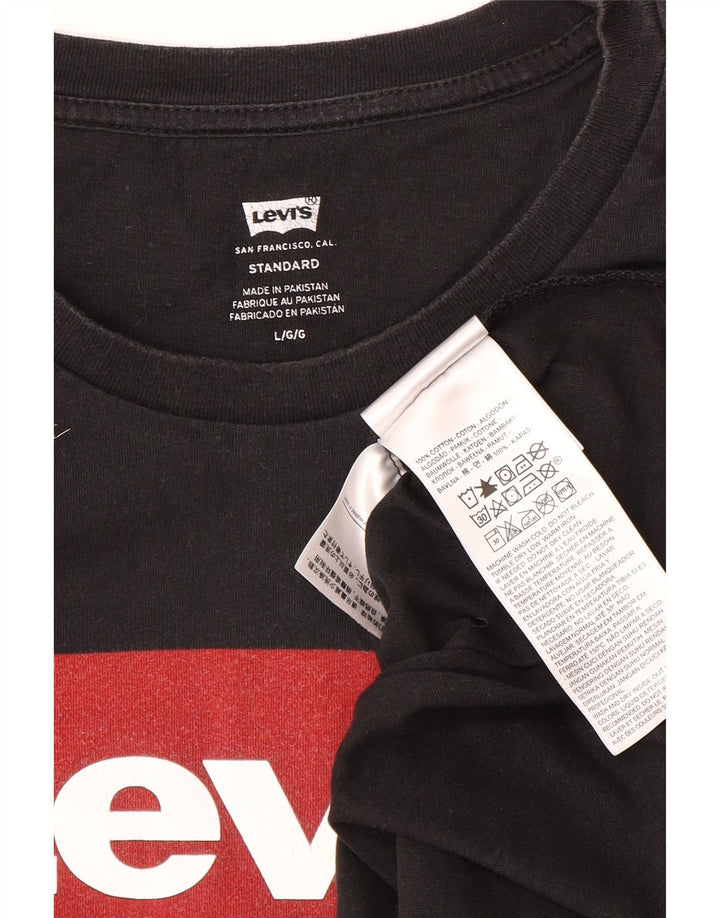 Męski top Levi's o standardowym kroju z grafiką, z długim rękawem, duży, czarny, bawełniany
