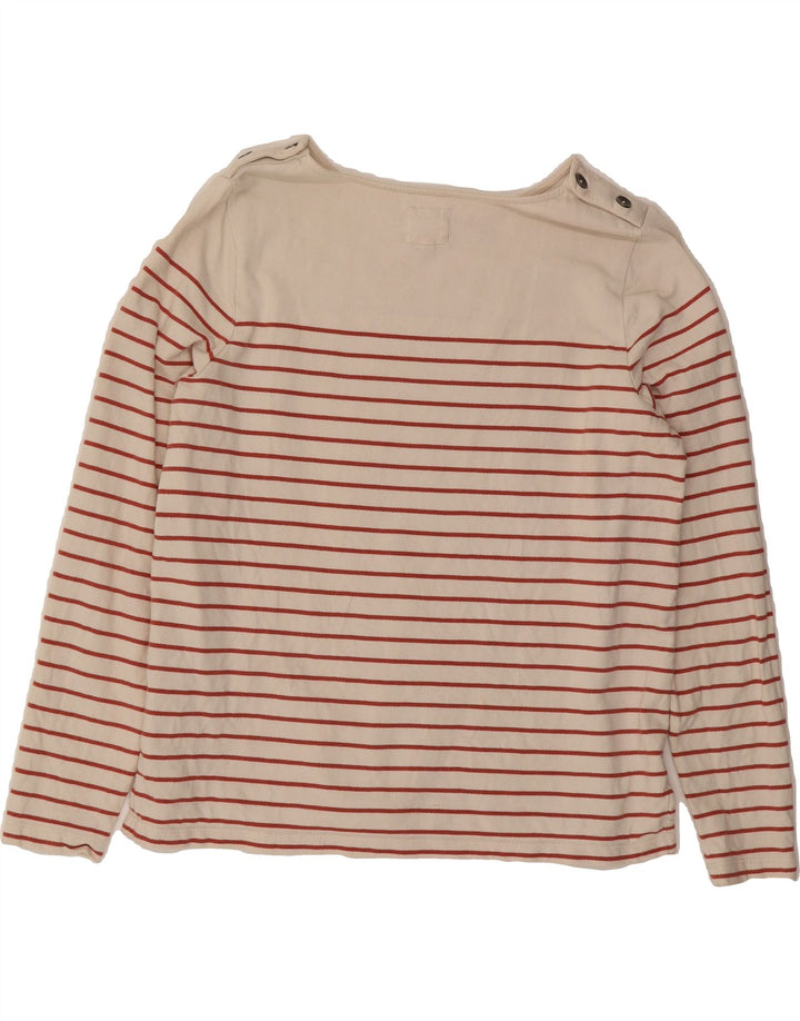 FAT FACE Womens Top Long Sleeve UK 12 Medium Beige Striped Cotton Vintage Fat Face and Second-Hand Fat Face from Messina Hembry 
