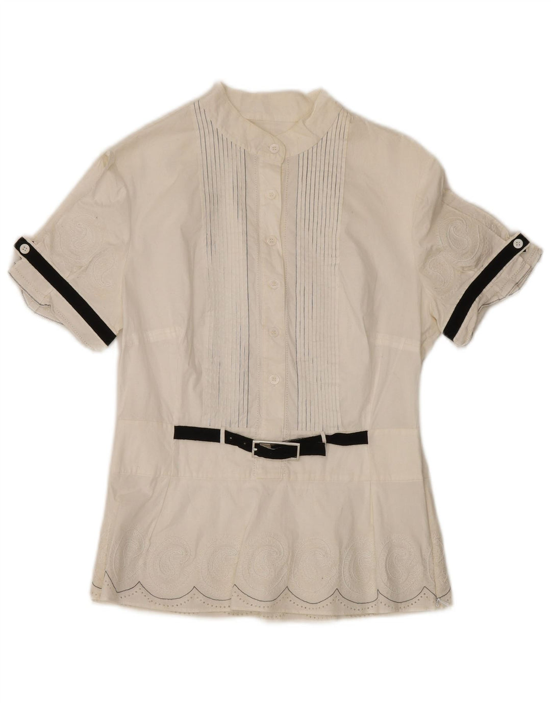 Bluzka damska Karen Millen Top UK 12 Średnia biała bawełna Paisley