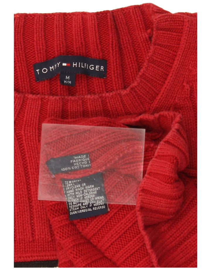 Damski sweter TOMMY HILFIGER z graficznym wycięciem pod szyją, UK 14, średni czerwony