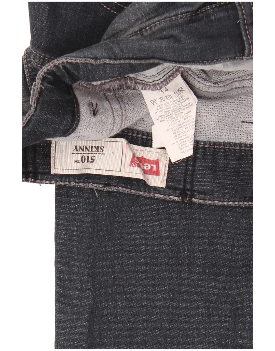 LEVI'S Dziewczęce 510 Obcisłe dżinsy 13-14 lat W30 L30 Czarna bawełna