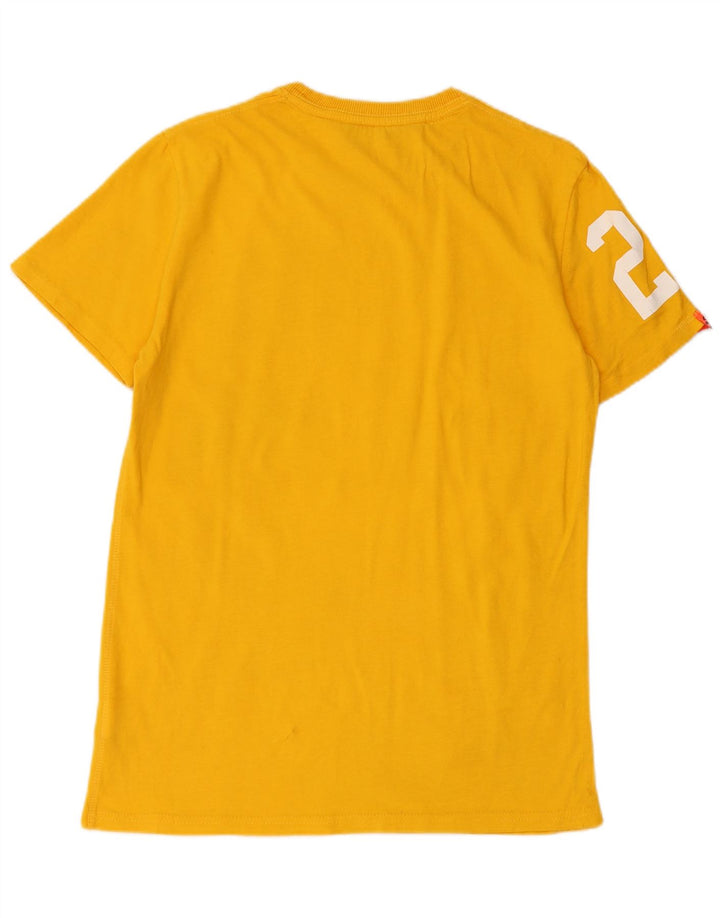 Męski T-shirt z grafiką Superdry, średni żółty bawełniany