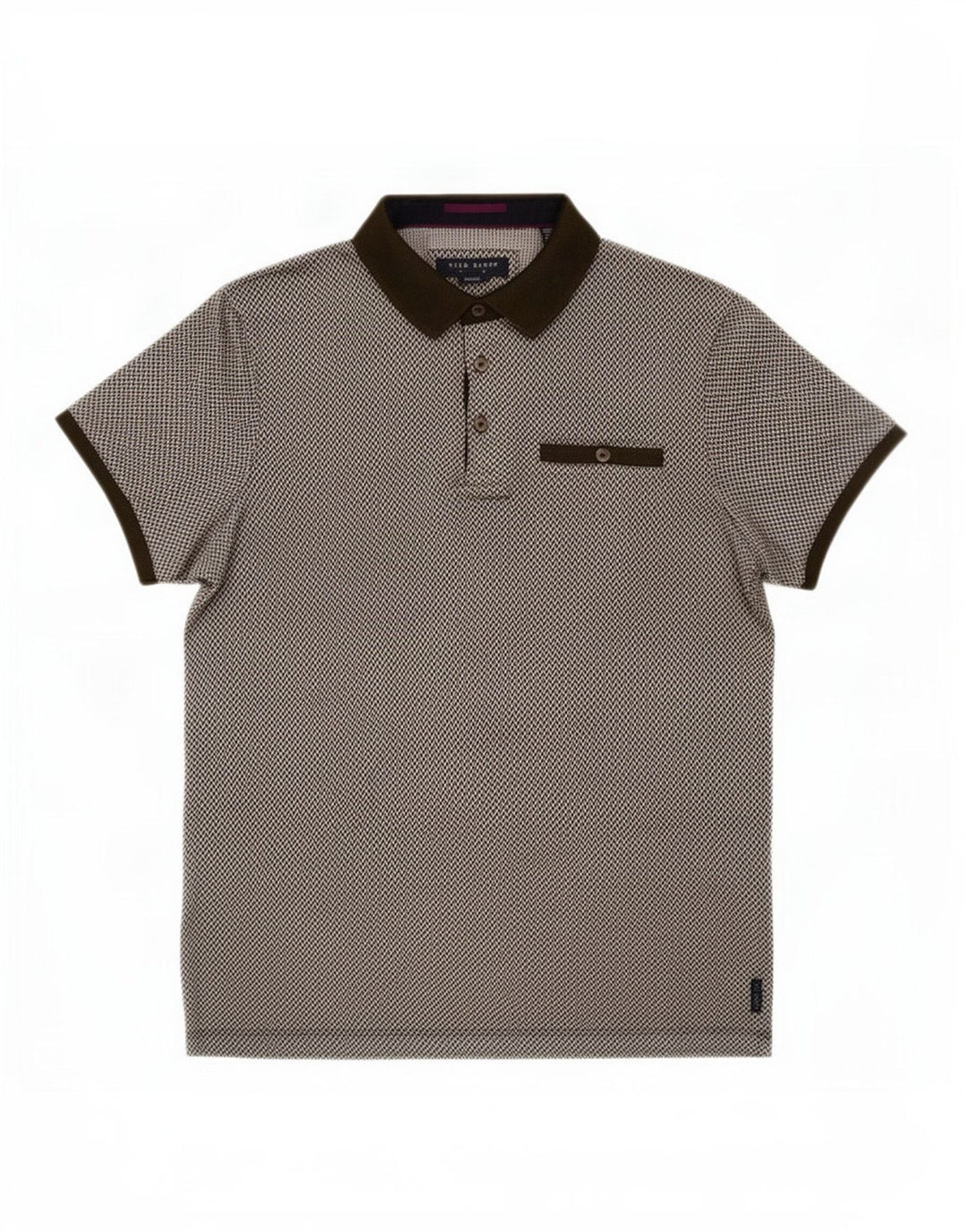 Męska koszulka polo Ted Baker, rozmiar 3, średnia, khaki, bawełniana, geometryczna