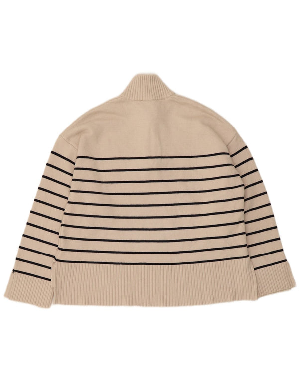 Damski sweter oversize Zara z zamkiem błyskawicznym UK 10 w małe beżowe paski