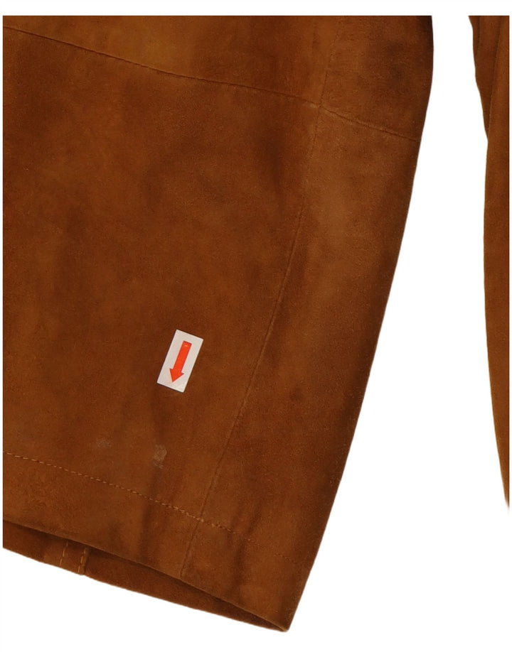 Vintage męska zamszowa kurtka IT 46 mała brązowa skórzana klasyczna