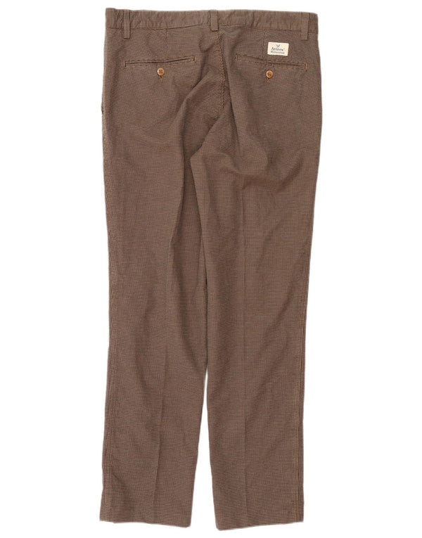 AVIREX Mens Straight Chino Trousers W33 L32 Brown Houndstooth Cotton