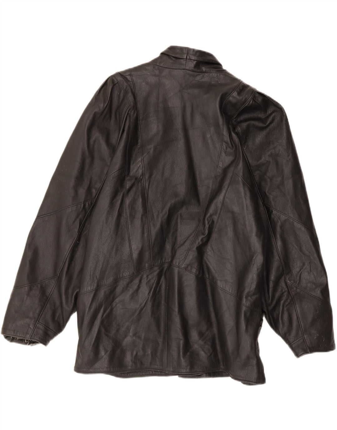 VINTAGE Womens 1 Button Leather Blazer Jacket UK 16 Large Black Leather Vintage Vintage and Second-Hand Vintage from Messina Hembry 