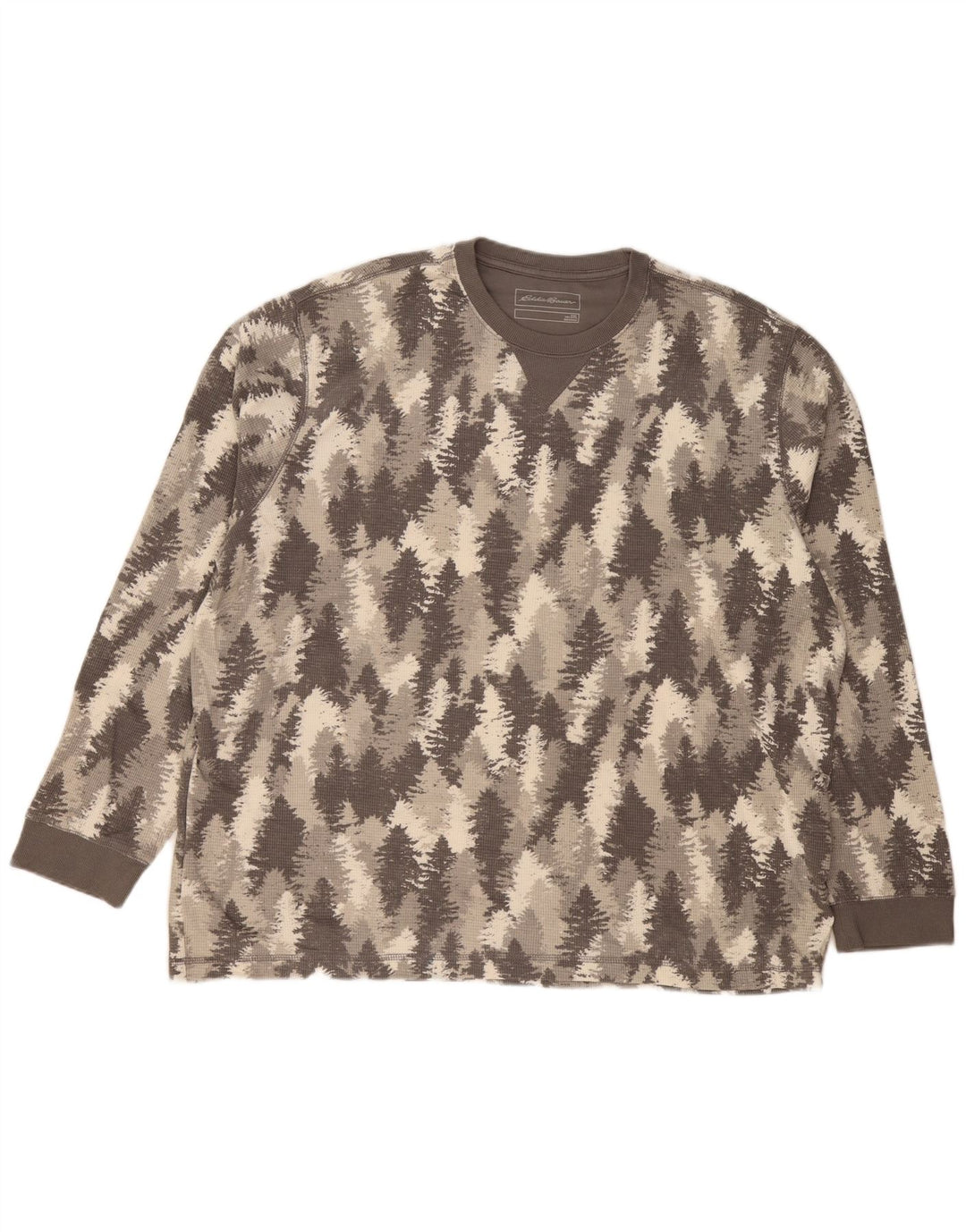 EDDIE BAUER Męski top w abstrakcyjny wzór z długim rękawem 2XL, szara bawełna