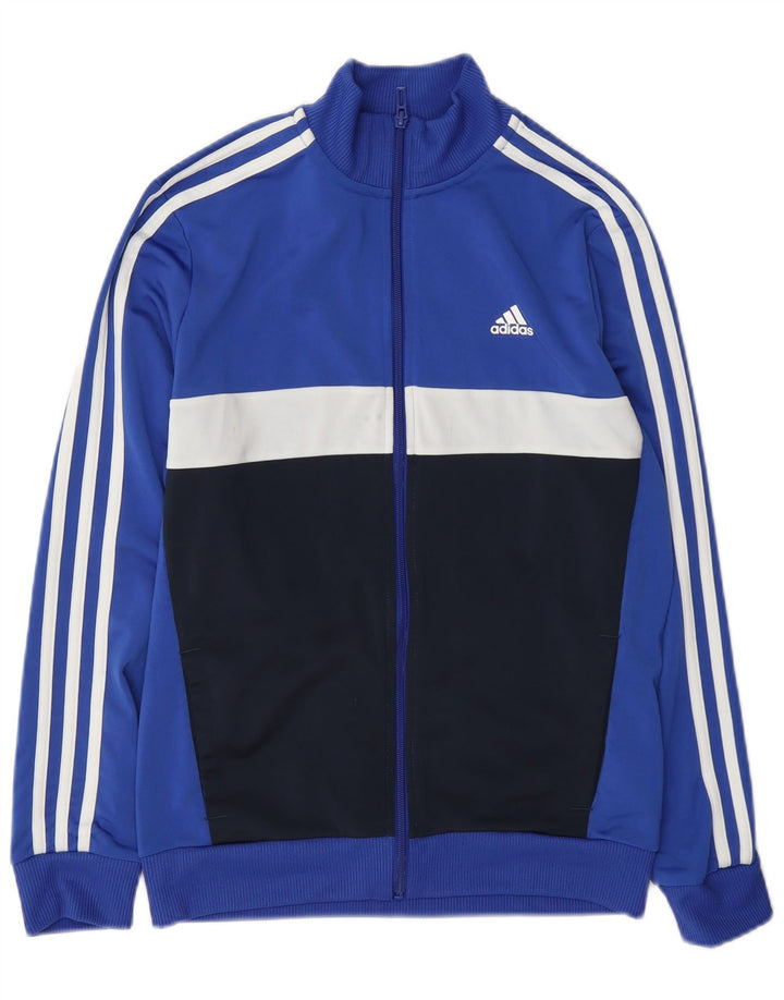 Chłopięca kurtka dresowa Adidas 13-14 lat Niebieski poliester z blokami kolorów