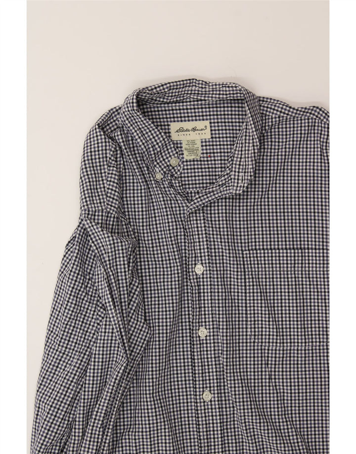 EDDIE BAUER Mens Shirt XL Navy Blue Gingham Cotton Vintage Eddie Bauer and Second-Hand Eddie Bauer from Messina Hembry 