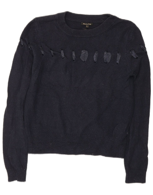 Sweter damski Massimo Dutti z dekoltem w łódkę UK 10, mały, granatowy, klasyczny