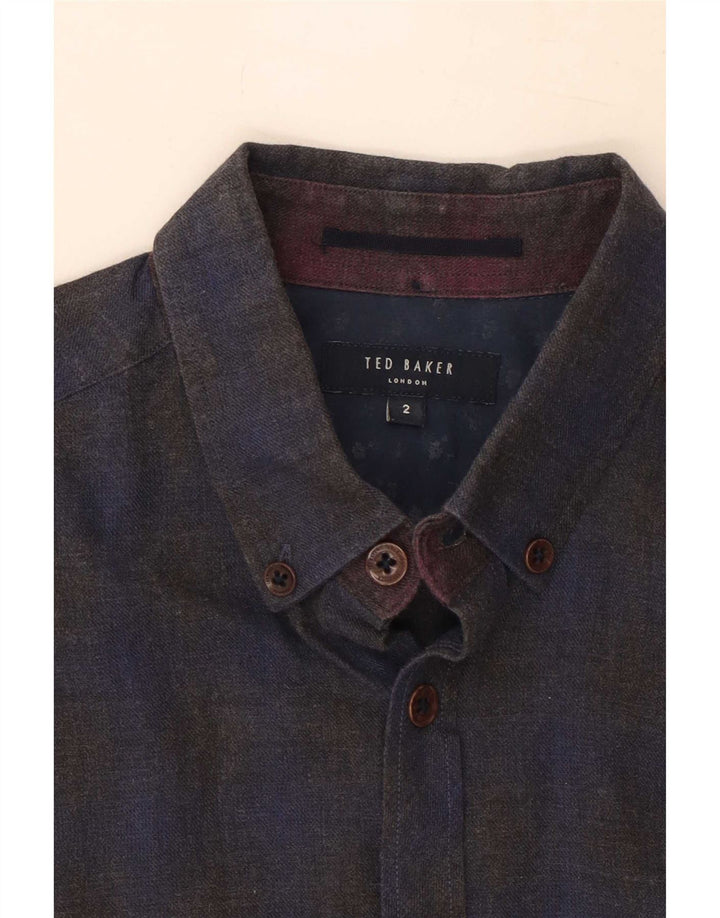 Koszula męska Ted Baker, rozmiar 2, mała, bawełniana, granatowa w kratkę