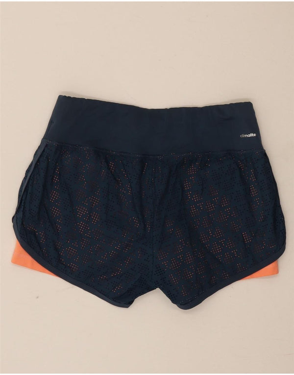 Spodenki sportowe Adidas damskie Climalite UK 6 XS granatowe geometryczne poliester