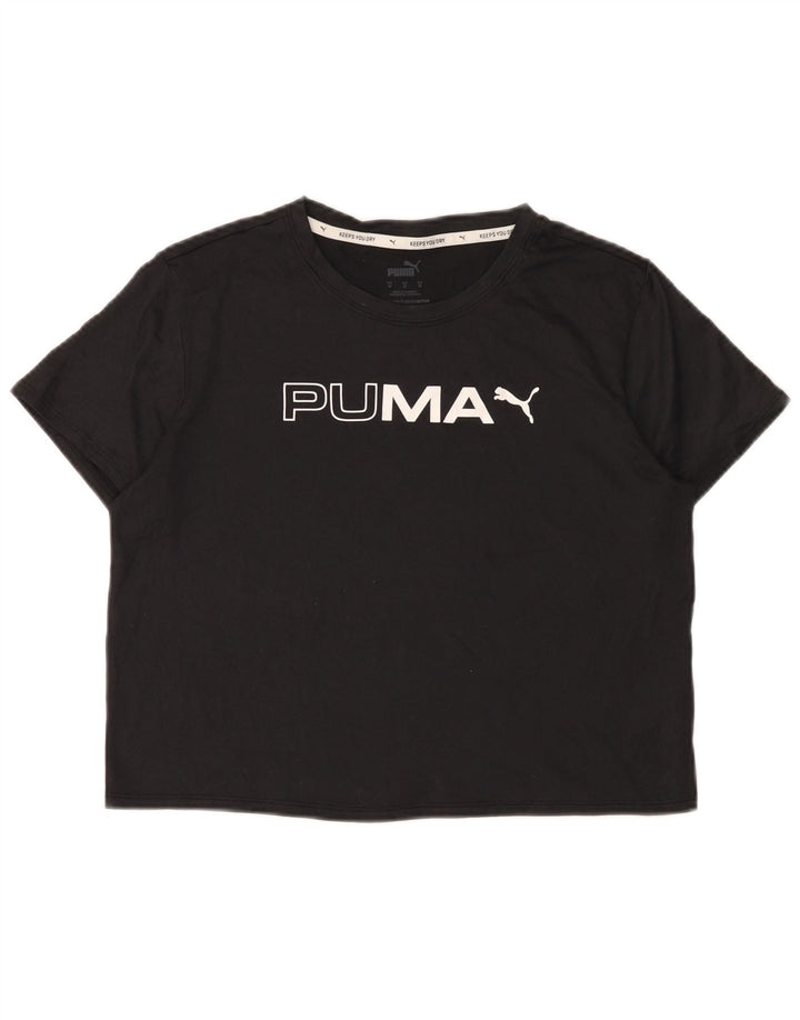 Damska koszulka Puma Crop Graphic Top UK 14 Średni czarny poliester