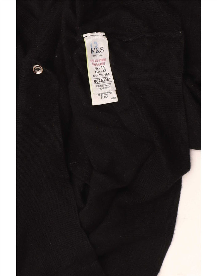 Marks & Spencer Damski sweter kardigan UK 14, duża, czarna wiskoza