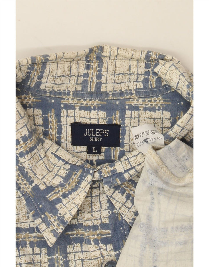 JULEPS Mens Short Sleeve Shirt Large Blue Check Cotton Vintage Juleps and Second-Hand Juleps from Messina Hembry 
