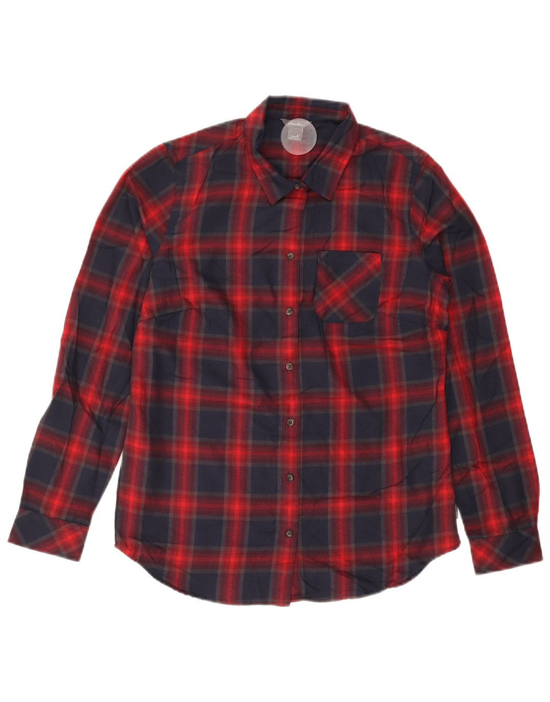EDDIE BAUER Damska koszula flanelowa UK 10, mała, granatowa, poliester w kratę