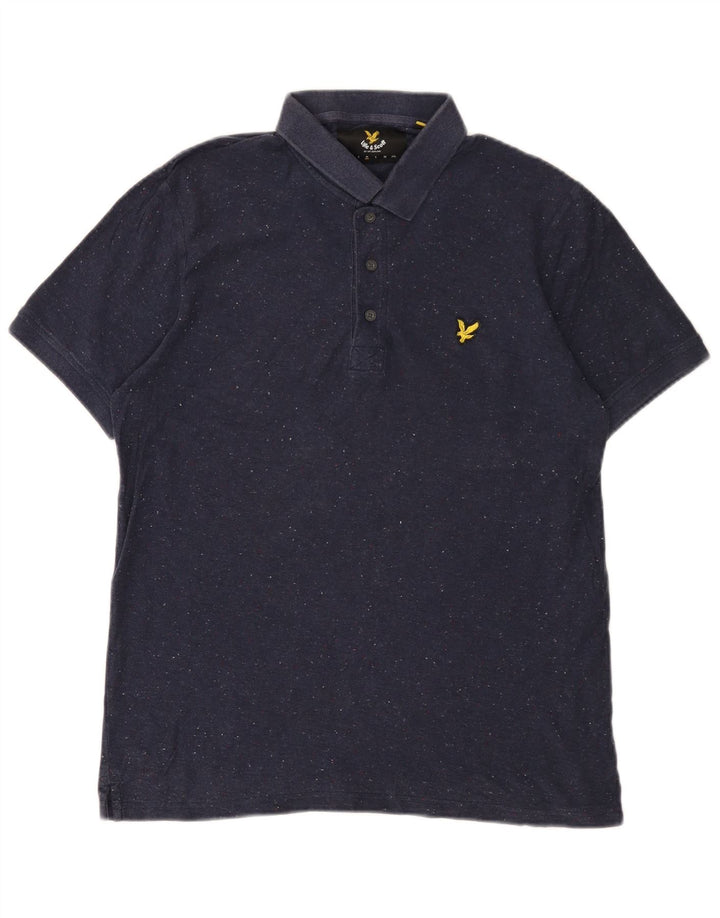 Męska koszulka polo LYLE & SCOTT Średni granatowy, bawełniany nakrapiany