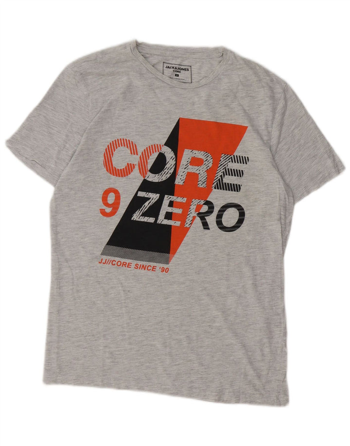 Męski T-shirt z grafiką Jack & Jones, mały, szary, nakrapiany, bawełniany