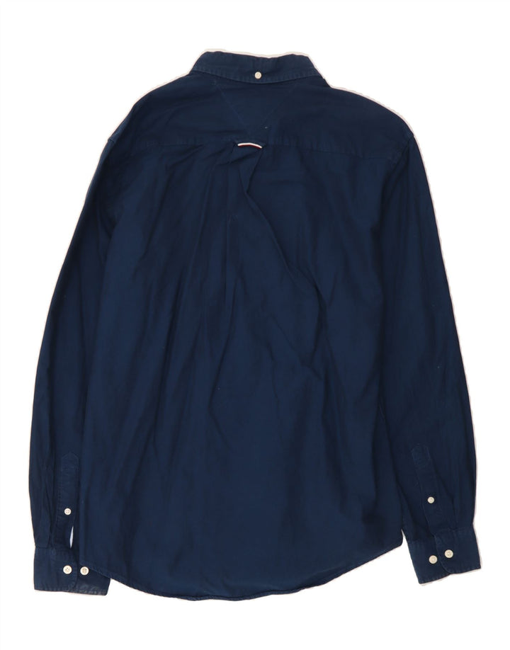 TOMMY HILFIGER Mens Shirt Large Navy Blue Cotton Vintage Tommy Hilfiger and Second-Hand Tommy Hilfiger from Messina Hembry 