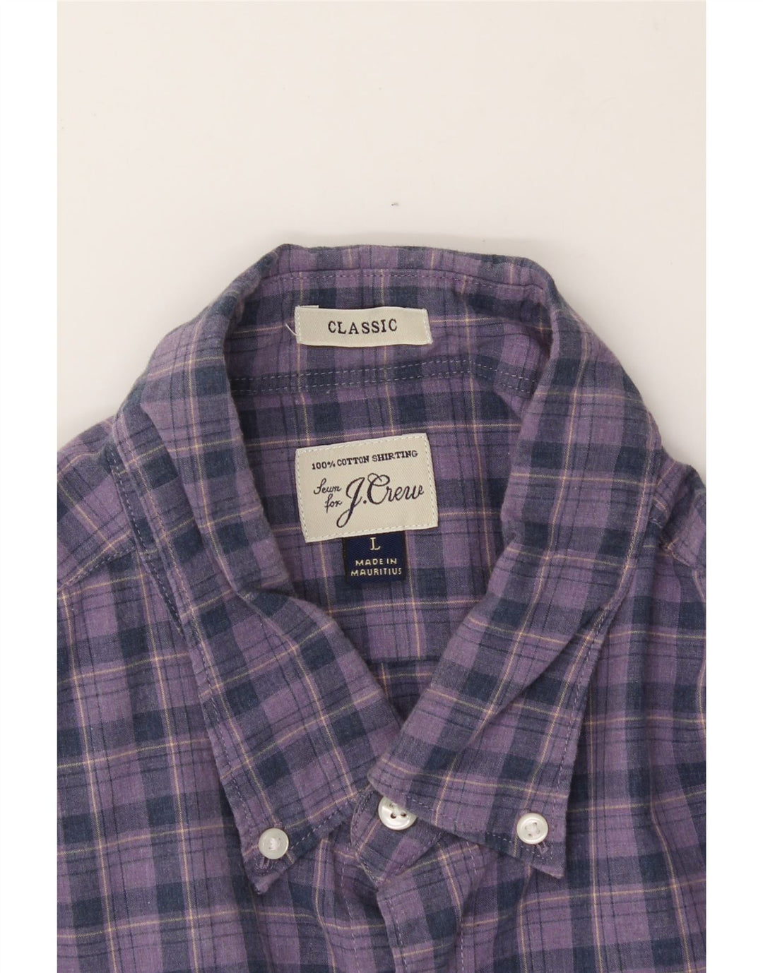 J. CREW Mens Classic Fit Shirt Large Purple Check Cotton Vintage J. Crew and Second-Hand J. Crew from Messina Hembry 