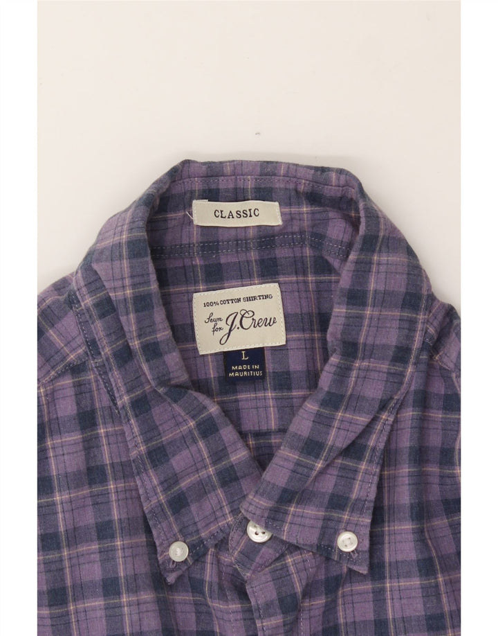 J. CREW Mens Classic Fit Shirt Large Purple Check Cotton Vintage J. Crew and Second-Hand J. Crew from Messina Hembry 