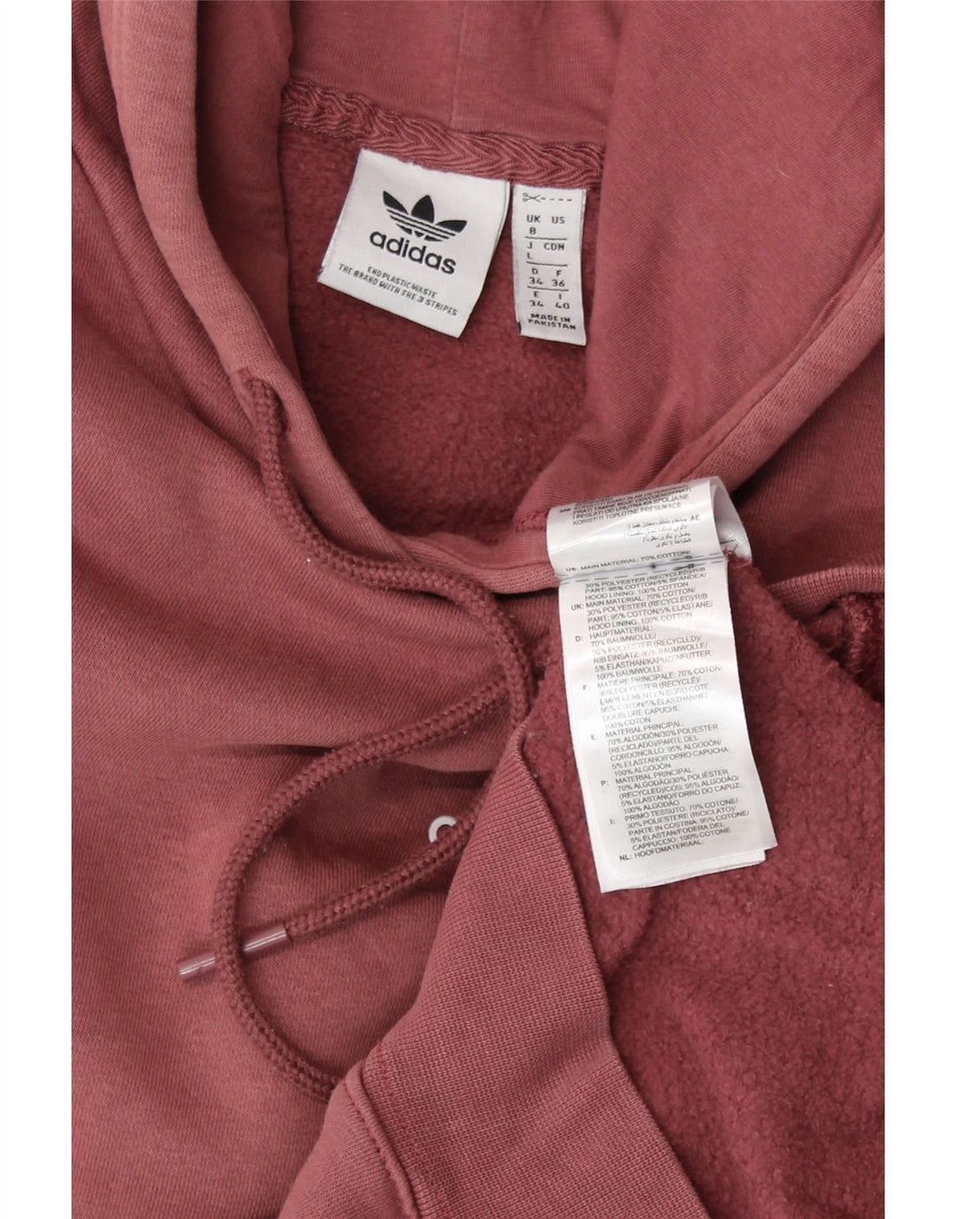 Damski sweter z kapturem ADIDAS z grafiką, oversize UK 8, mały, różowy, bawełniany