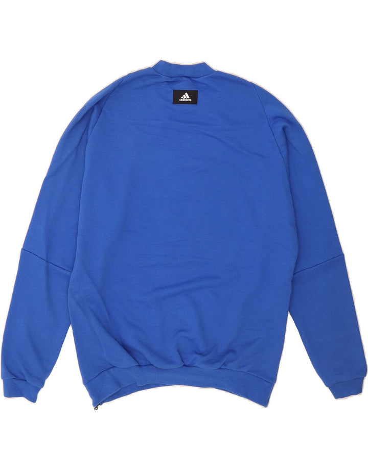 ADIDAS Mens Graphic Sweatshirt Jumper Medium Blue Vintage Adidas and Second-Hand Adidas from Messina Hembry 