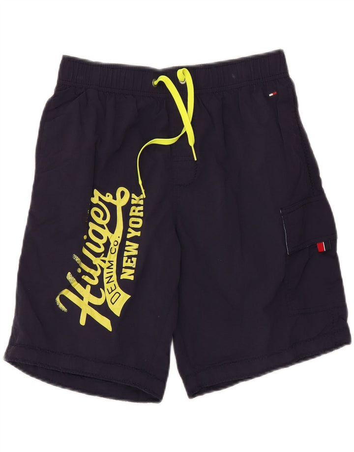 TOMMY HILFIGER Mens Graphic Swimming Shorts Small  Navy Blue