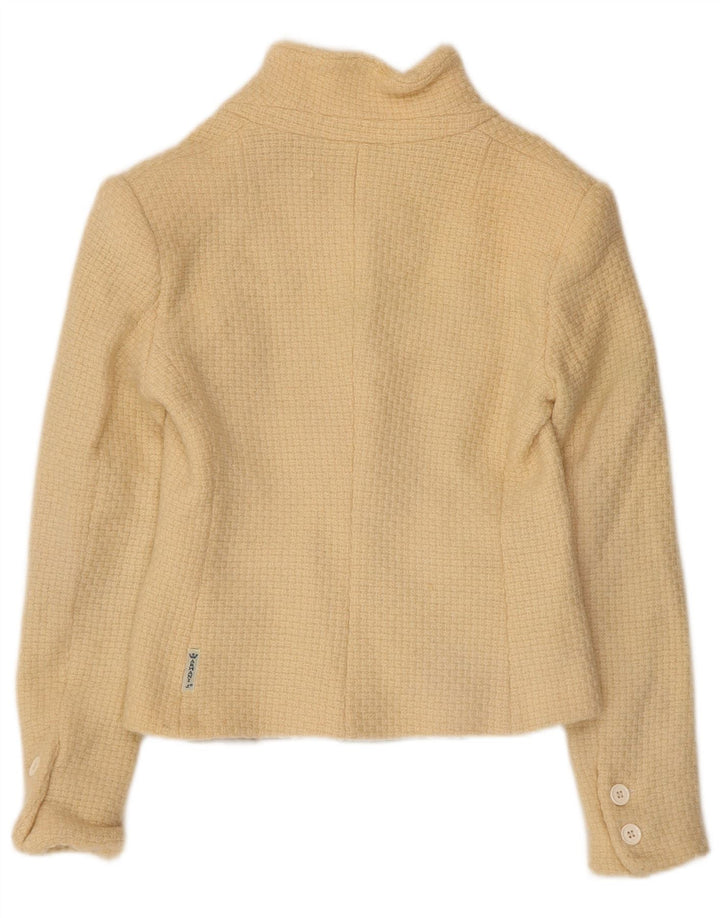 ARMANI JEANS Damska marynarka zapinana na 3 guziki, UK 12, średnia beżowa wełna