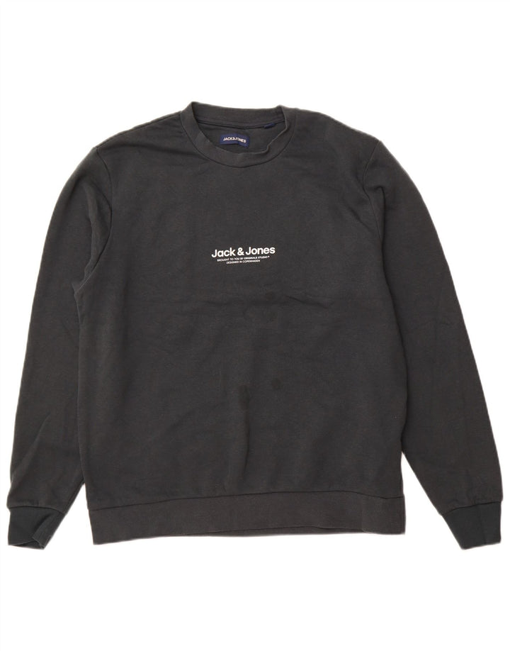 Męski sweter JACK & JONES, duży, szary, bawełniany