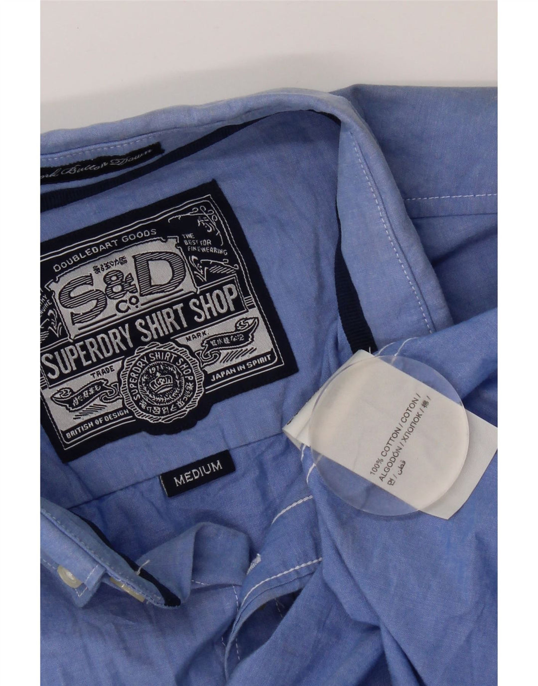 Męska koszula z krótkim rękawem Superdry, średnioniebieska, bawełniana