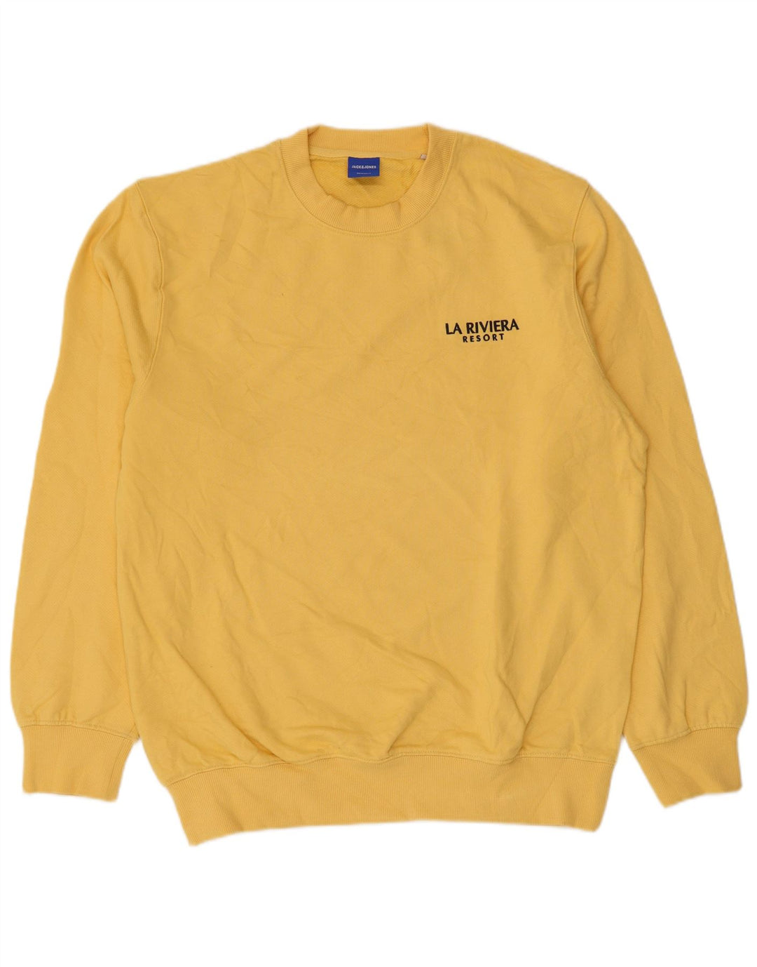 Męski sweter z grafiką Jack & Jones, duży, żółty, bawełniany