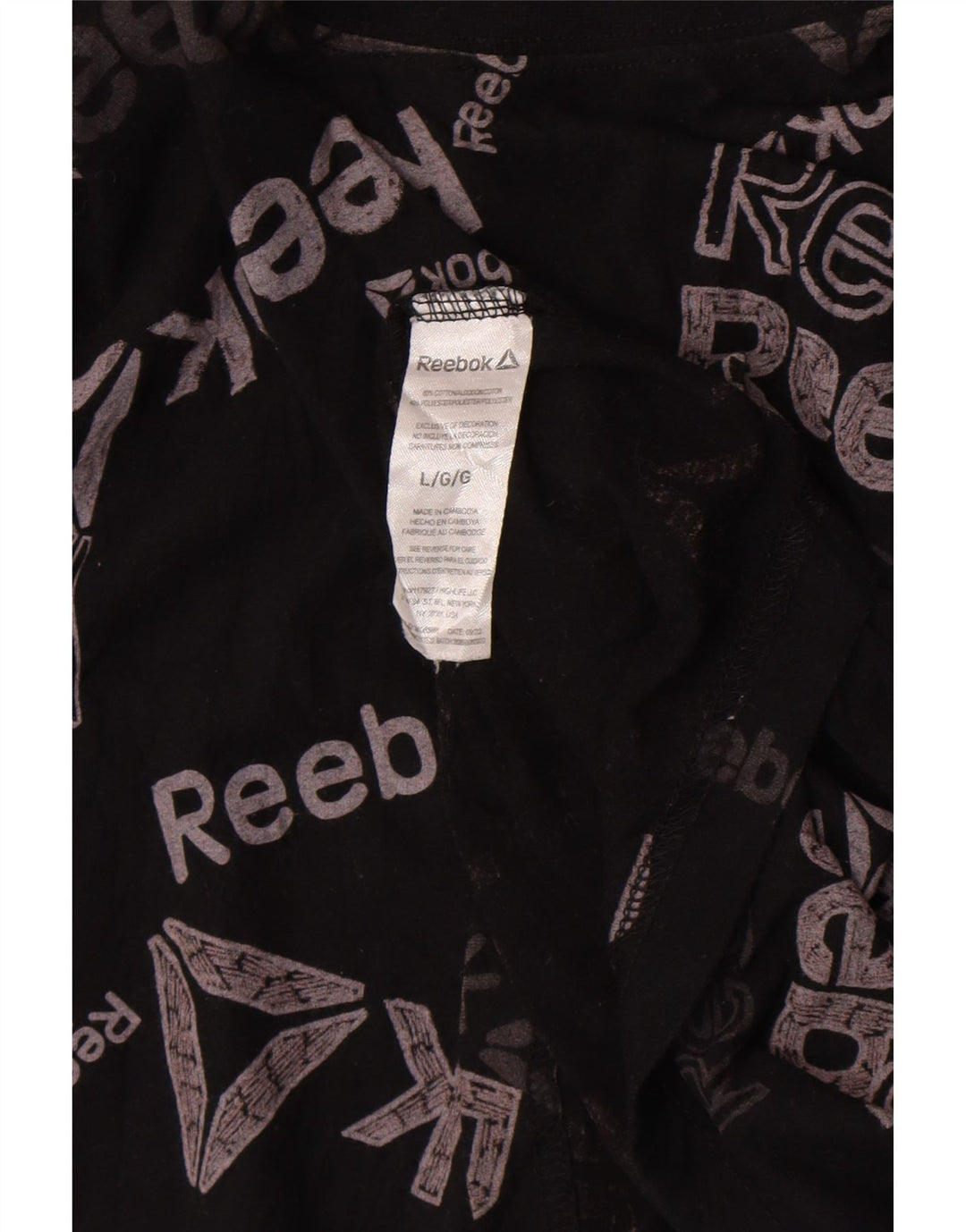 Męska koszulka Reebok z grafiką, duża, czarna, bawełniana