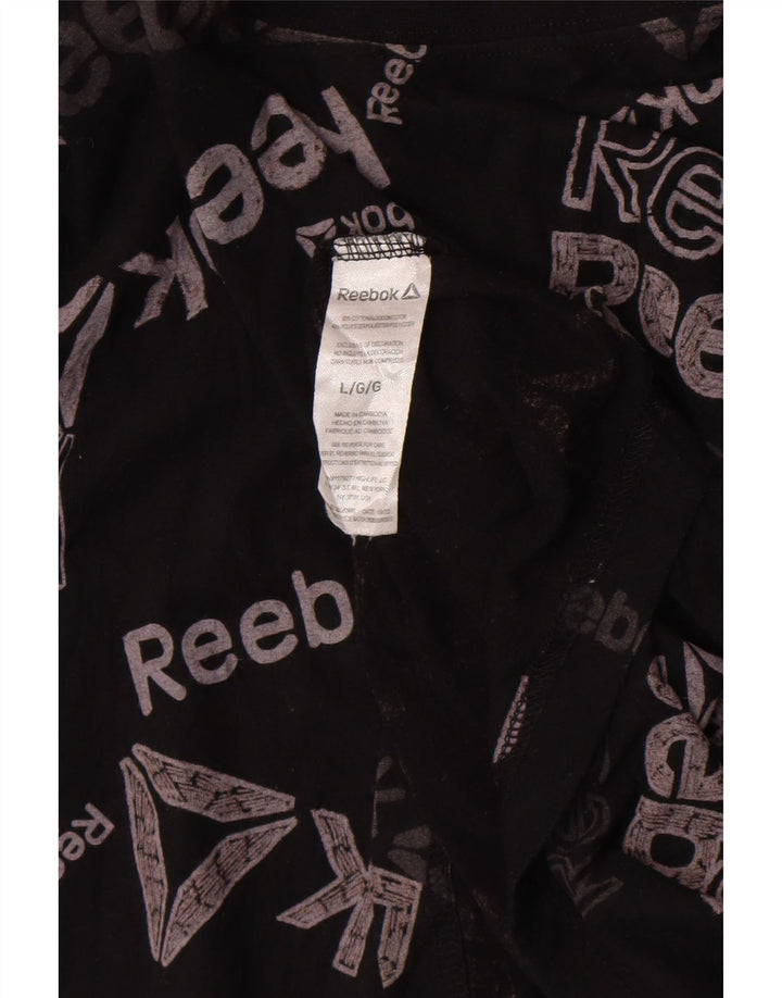 Męska koszulka Reebok z grafiką, duża, czarna, bawełniana